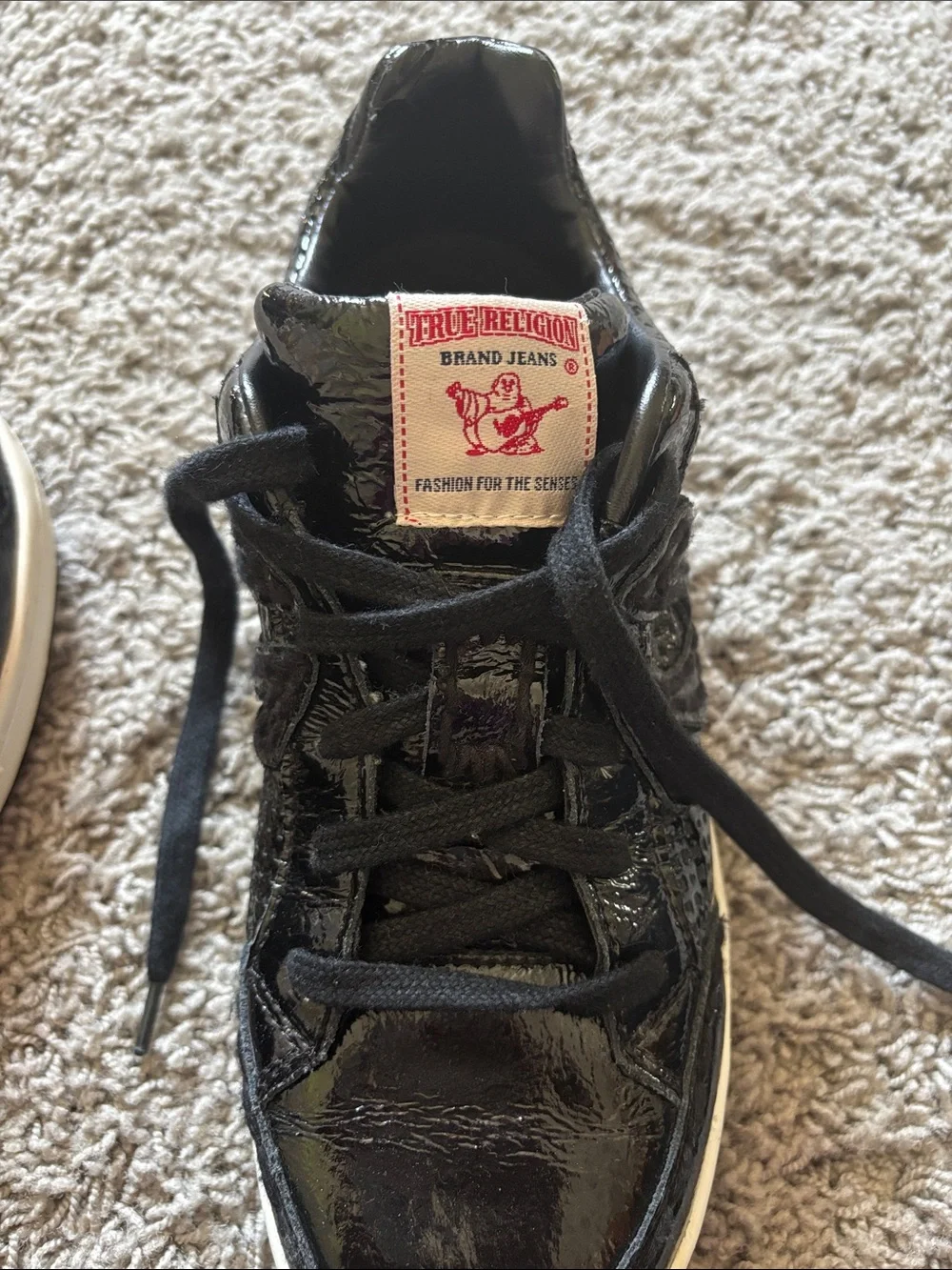True Religion Black Patent Leather Sneakers